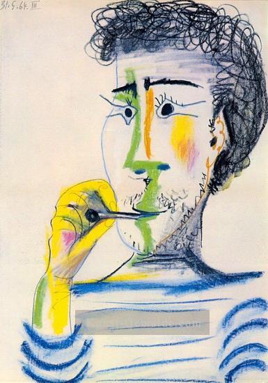 Tete d homme barbu a la Zigarette III 1964 kubistisch Ölgemälde